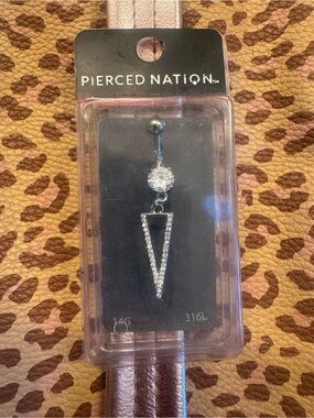 Silver Crystal Triangle Dangle Belly Button Ring